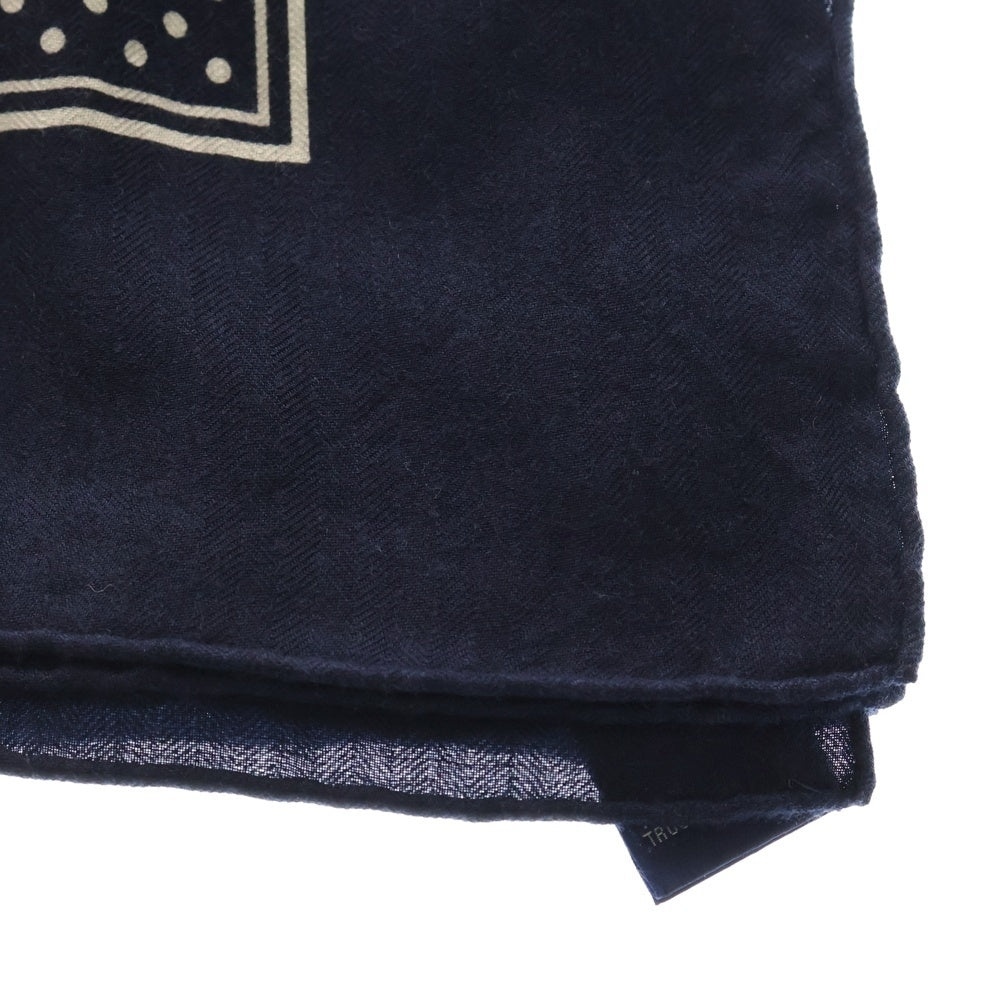 HERMES(エルメス) カレジェアン グランマネージュ スカーフ カシミヤ ネイビー×ホワイト レディース