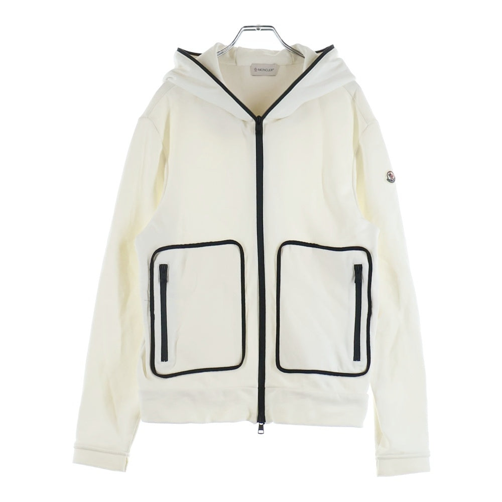 MONCLER(モンクレール) 18SS ワッペンロゴ ジップアップ スウェットパーカー フーディー ホワイト D10918417300 8098U レディース