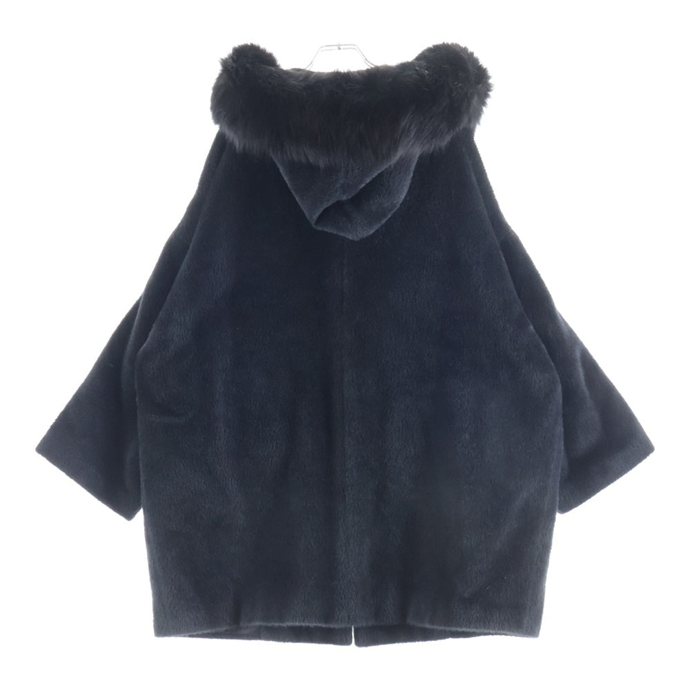 GUCCI(グッチ) トグルボタン フーデッド アルパカ ウール シャギー コート ブラック レディース