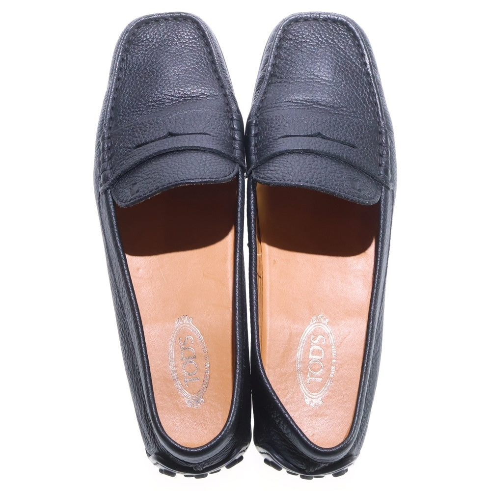 TOD'S(トッズ) レザー スクエアトゥ コイン ペニーローファー ローカット ドライビングシューズ ブラック レディース