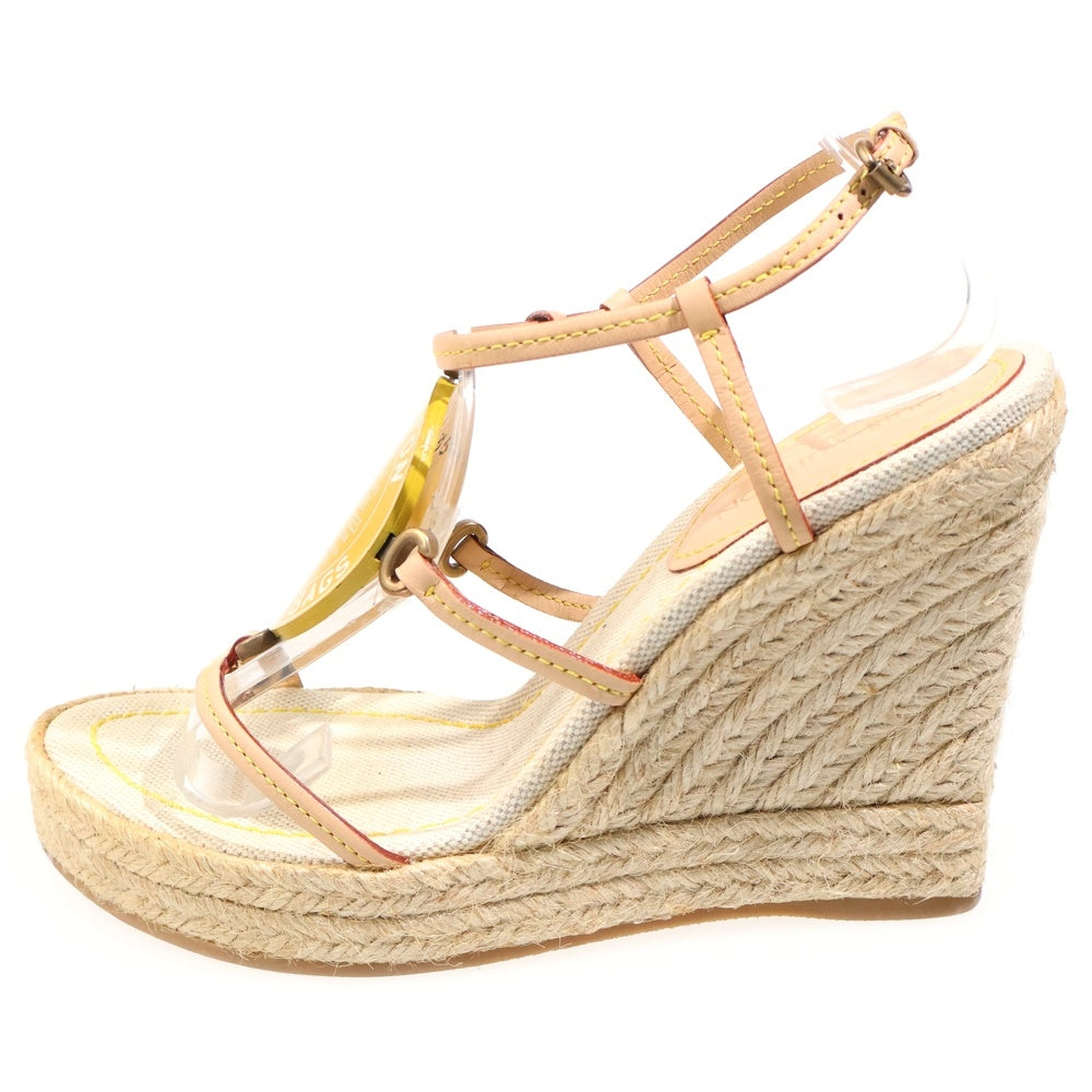 LOUIS VUITTON(ルイヴィトン) クルーズライン ウェッジソール ヒール エスパドリーユ ストラップサンダル シューズ ベージュ/イエロー レディース