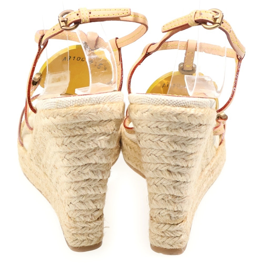 LOUIS VUITTON(ルイヴィトン) クルーズライン ウェッジソール ヒール エスパドリーユ ストラップサンダル シューズ ベージュ/イエロー レディース