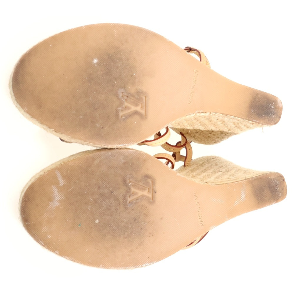 LOUIS VUITTON(ルイヴィトン) クルーズライン ウェッジソール ヒール エスパドリーユ ストラップサンダル シューズ ベージュ/イエロー レディース