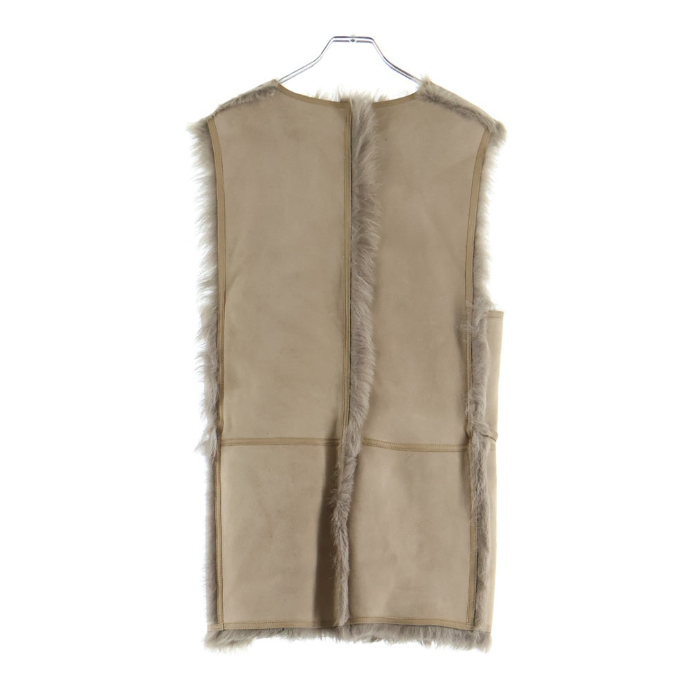 HERMES(エルメス) ムートン ラムスキン スエード コンビレザー ボアライニング ベスト ベージュ レディース