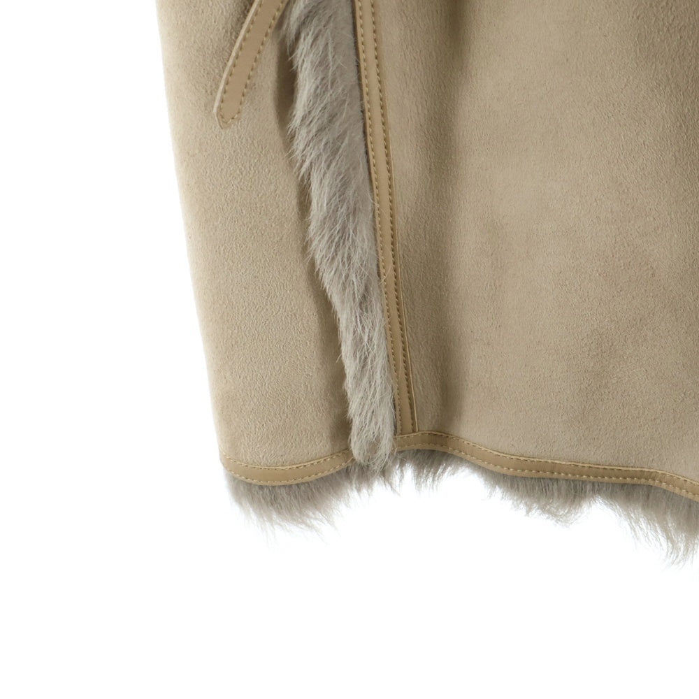 HERMES(エルメス) ムートン ラムスキン スエード コンビレザー ボアライニング ベスト ベージュ レディース