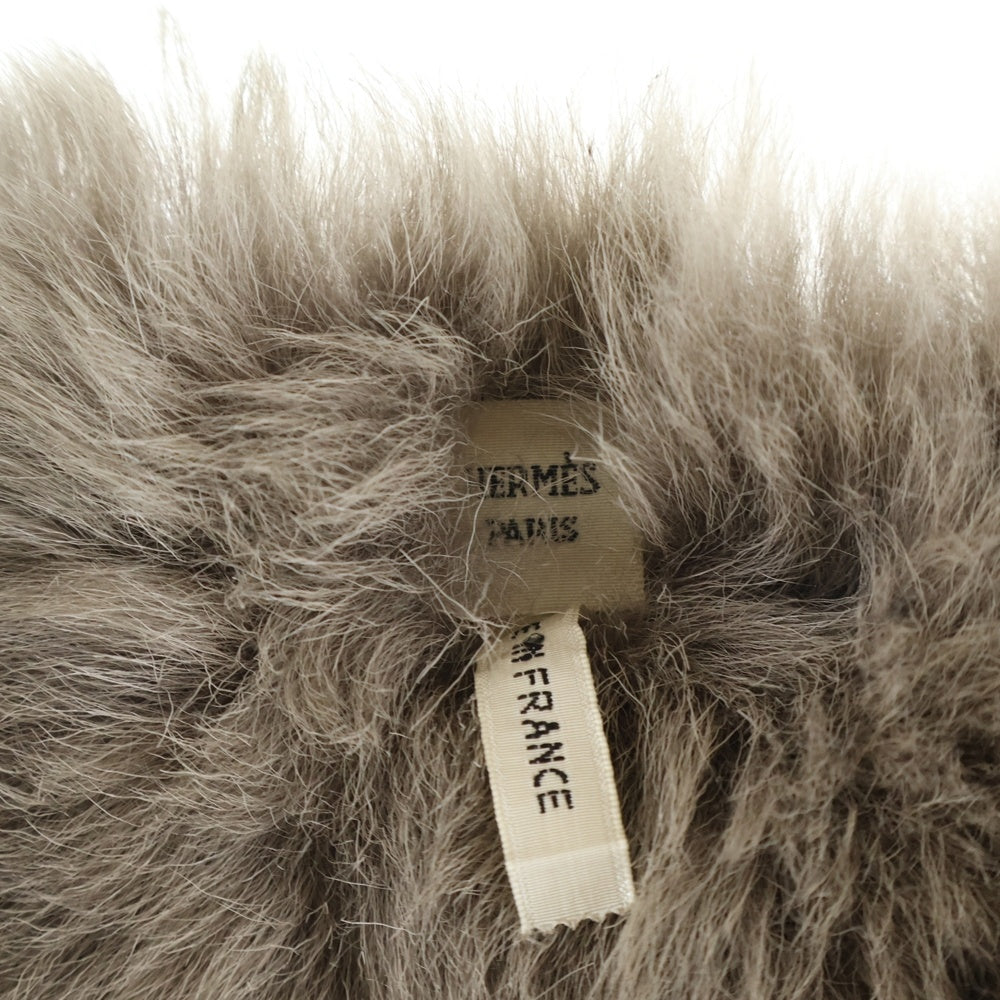 HERMES(エルメス) ムートン ラムスキン スエード コンビレザー ボアライニング ベスト ベージュ レディース