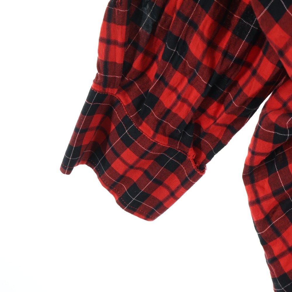 BALENCIAGA(バレンシアガ) チェック総柄 バックロゴプリント リボン 長袖シャツ レッド レディース 492513