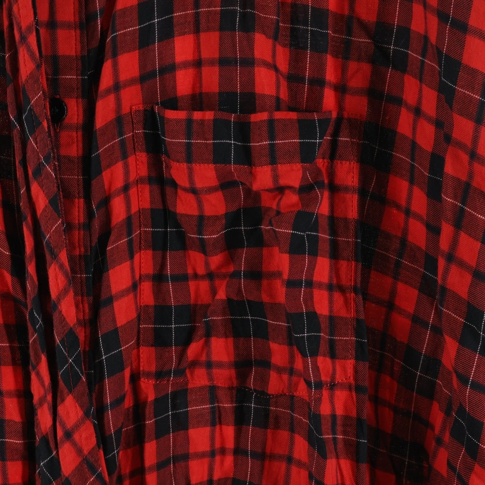 BALENCIAGA(バレンシアガ) チェック総柄 バックロゴプリント リボン 長袖シャツ レッド レディース 492513