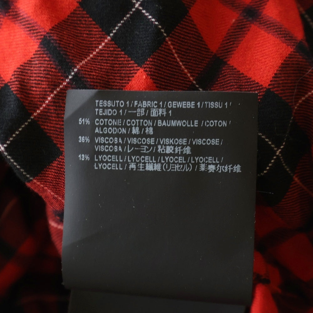 BALENCIAGA(バレンシアガ) チェック総柄 バックロゴプリント リボン 長袖シャツ レッド レディース 492513
