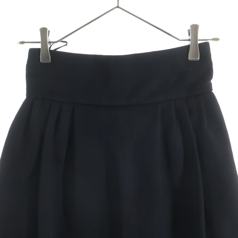 LOUIS VUITTON(ルイヴィトン) タックデザイン ウール セミフレア ミディアムスカート ブラック レディース