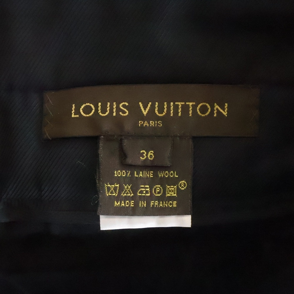 LOUIS VUITTON(ルイヴィトン) タックデザイン ウール セミフレア ミディアムスカート ブラック レディース