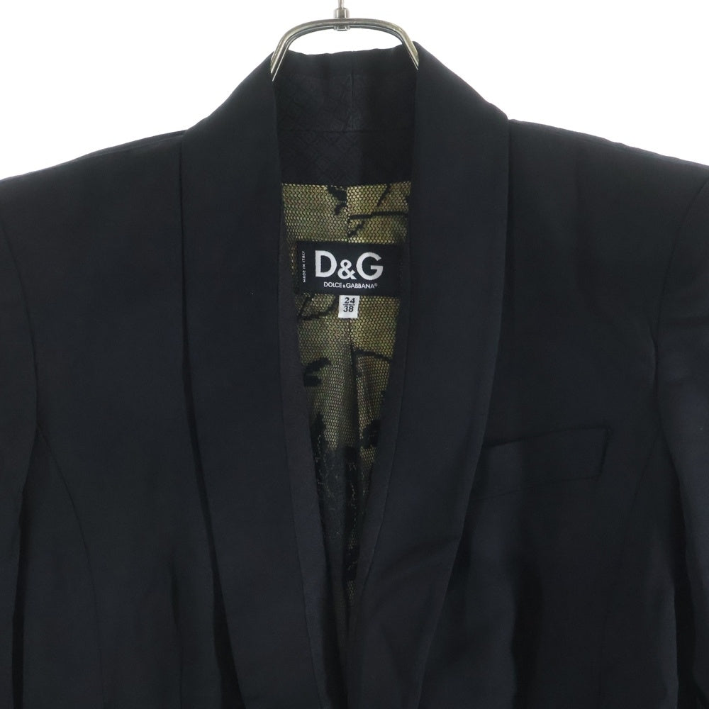 D&G(ディーアンドジー) 裏地レース総柄 ショールカラー 1B テーラードジャケット ブラック レディース