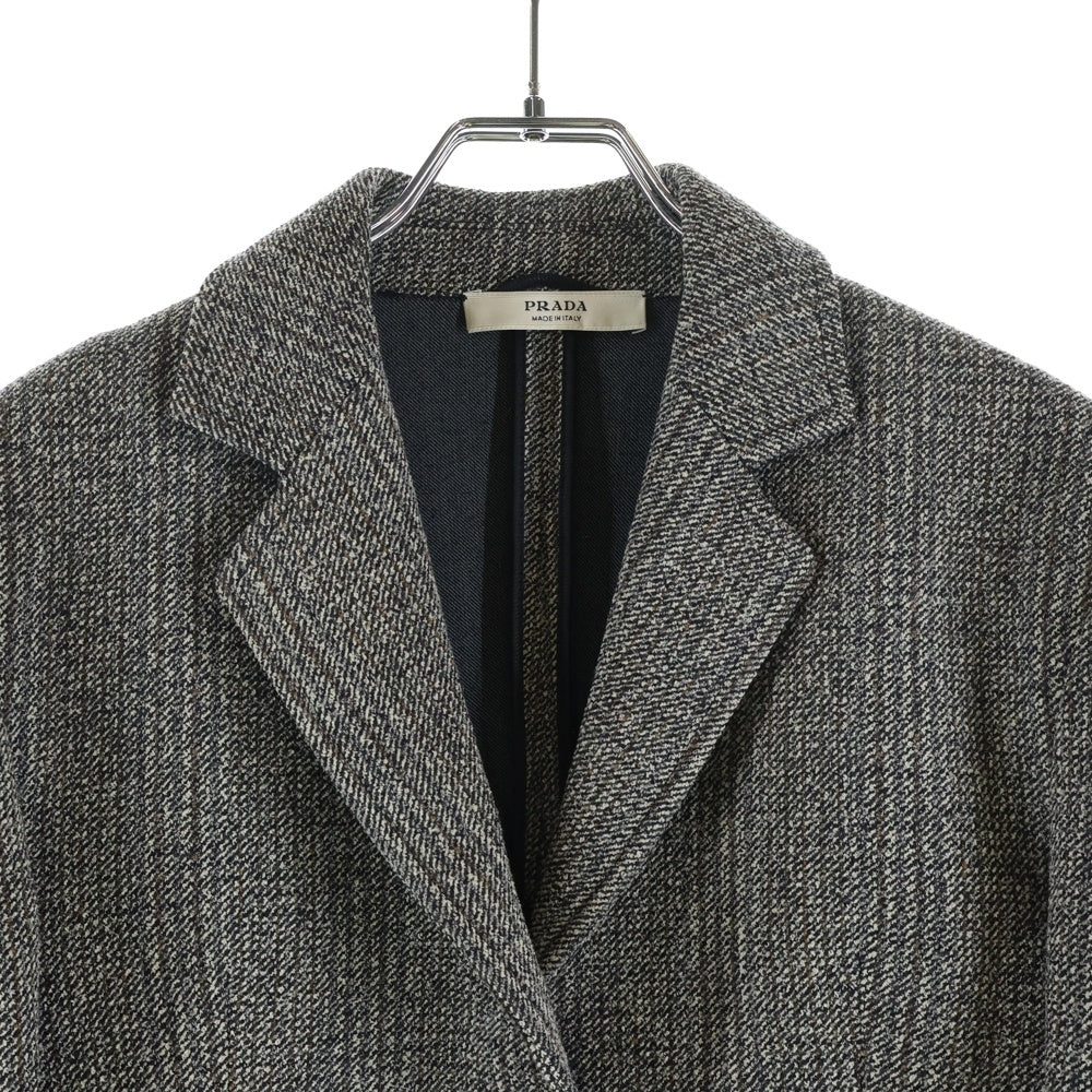 PRADA(プラダ) ウール ストライプ総柄 3B テーラードジャケット グレー レディース