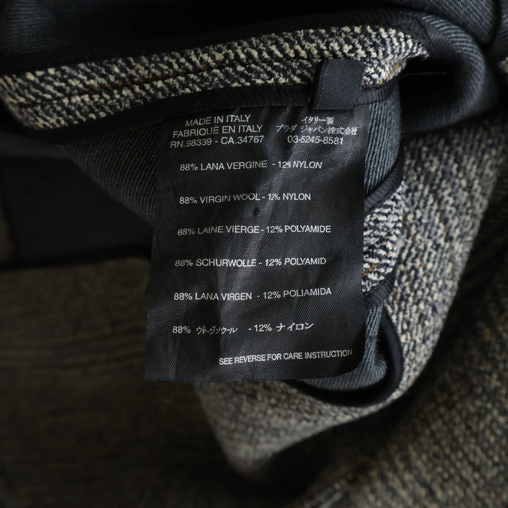 PRADA(プラダ) ウール ストライプ総柄 3B テーラードジャケット グレー レディース