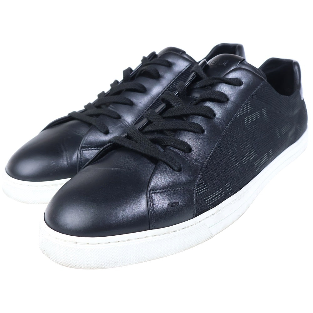 FENDI(フェンディ) ズッカ柄 キャンバス レザー レースアップ ローカットシューズ スニーカー ブラック 7E1455