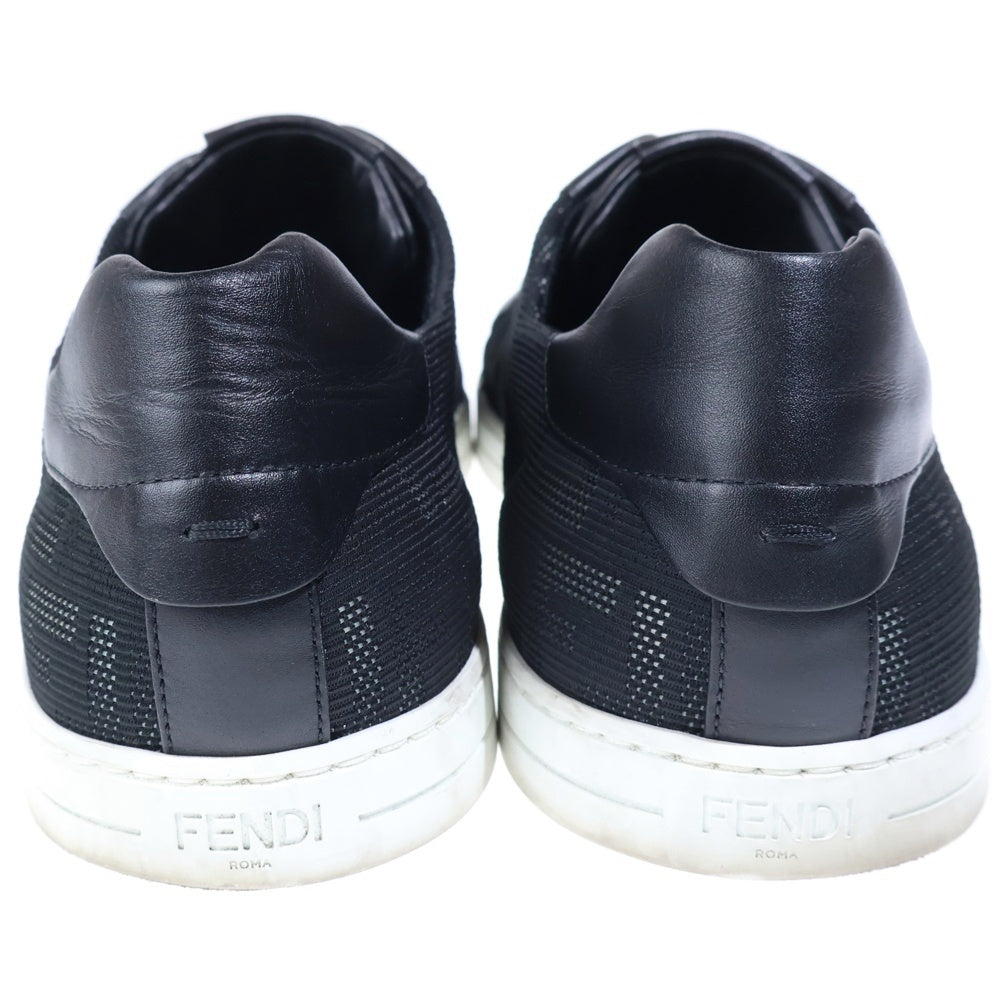 FENDI(フェンディ) ズッカ柄 キャンバス レザー レースアップ ローカットシューズ スニーカー ブラック 7E1455