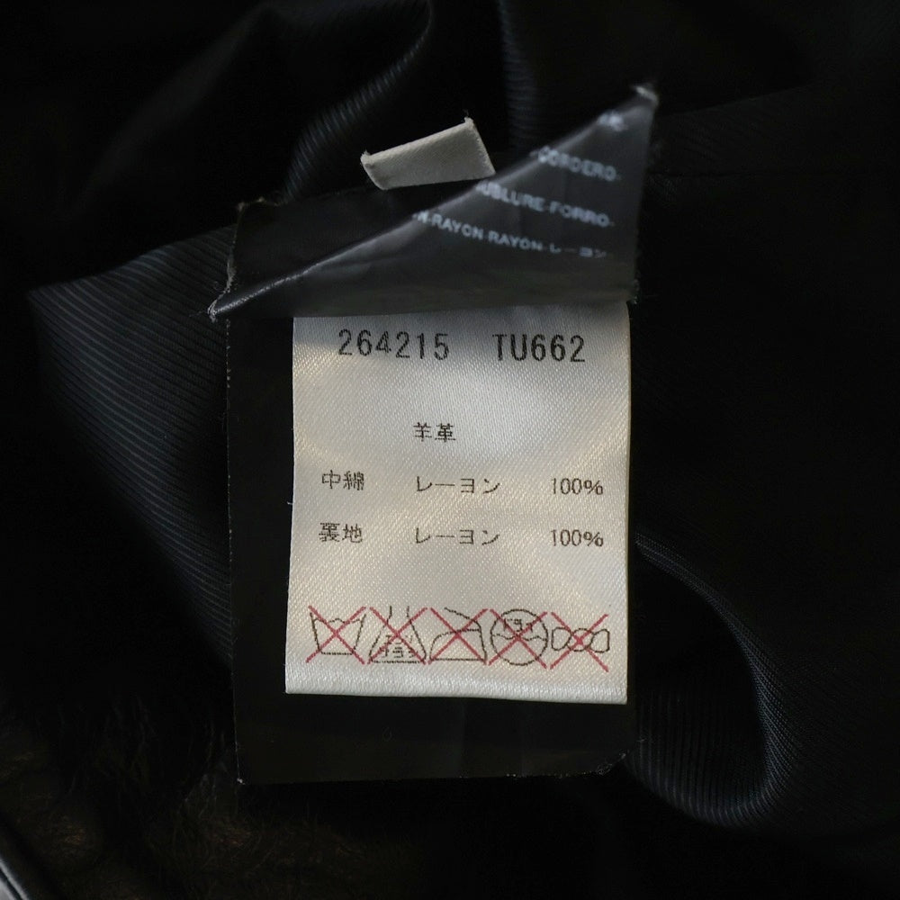 BALENCIAGA(バレンシアガ) ラムスキン レザー キルティング レースアップ ダブル ジップアップ ライダースジャケット ブラック レディース 264215