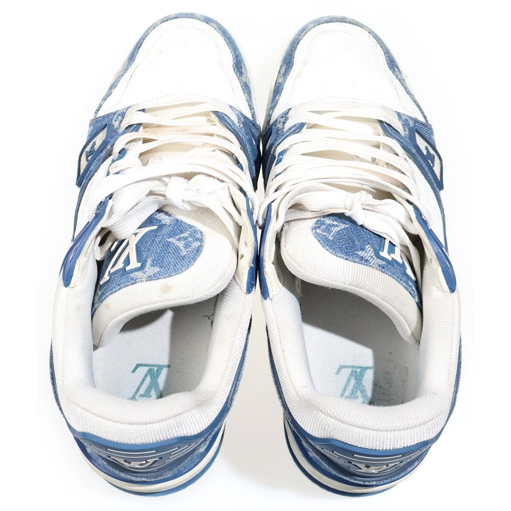 LOUIS VUITTON(ルイヴィトン) LVトレイナー ライン モノグラム デニム レースアップ ローカットシューズ スニーカー インディゴ/ホワイト 1A9JGB