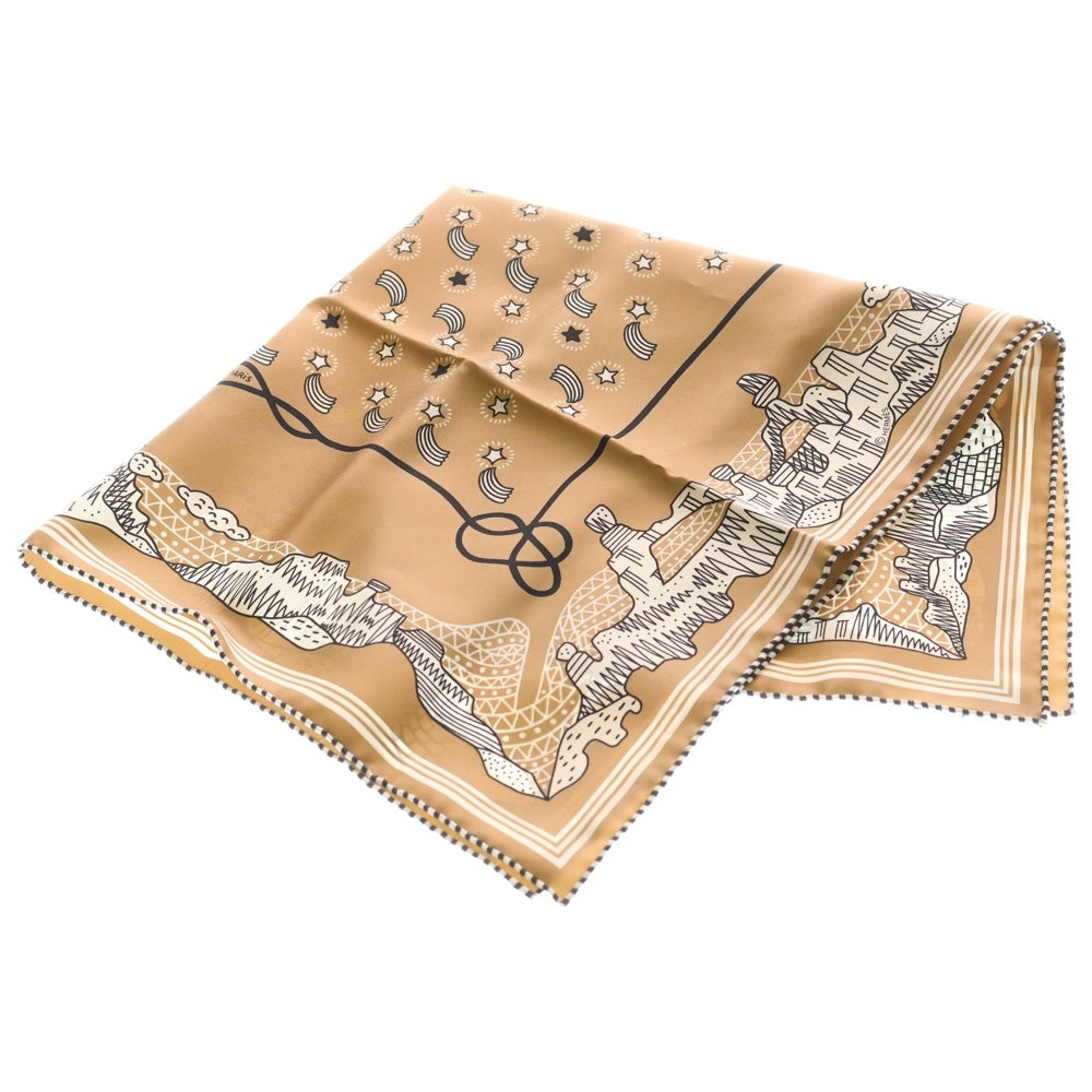 HERMES(エルメス) カレ55 星降る渓谷 ブラウン系 シルク レディース