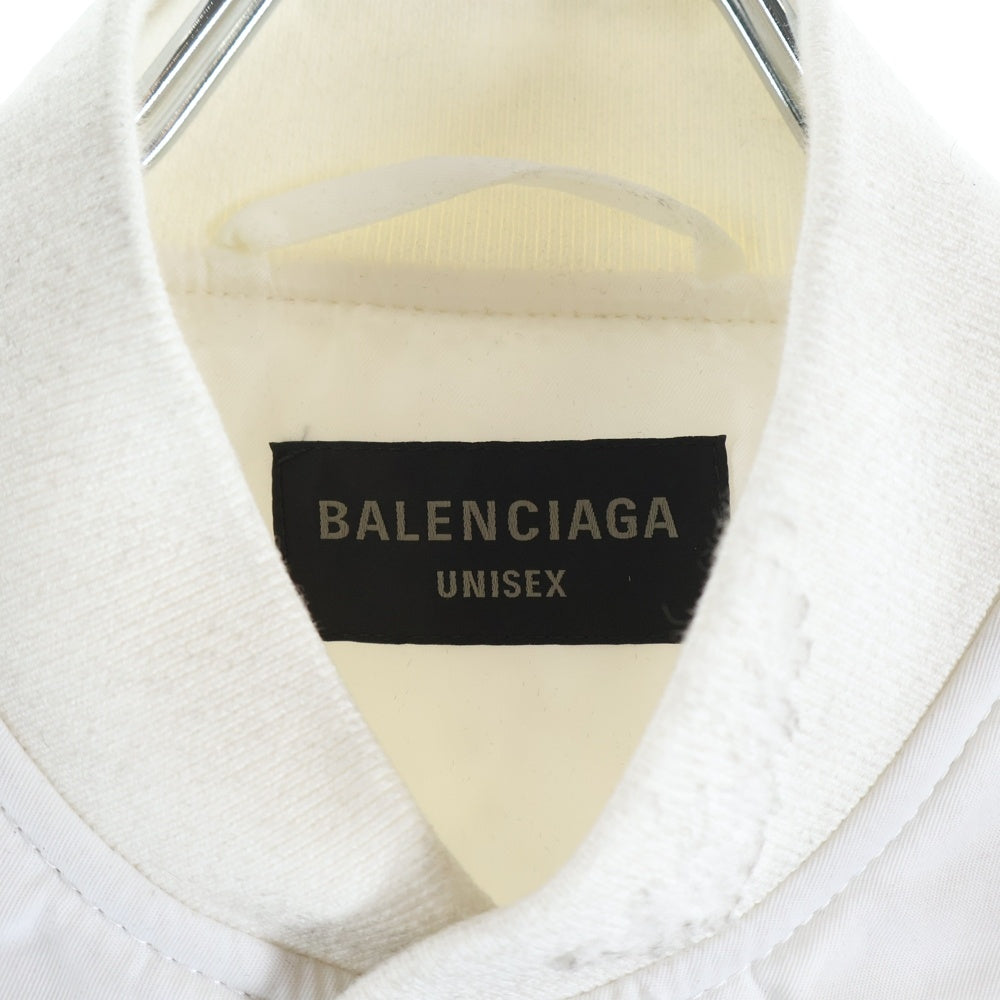 BALENCIAGA(バレンシアガ) ダメージ加工 スナップボタン ナイロン ボンバージャケット ブルゾン ホワイト 811890 レディース