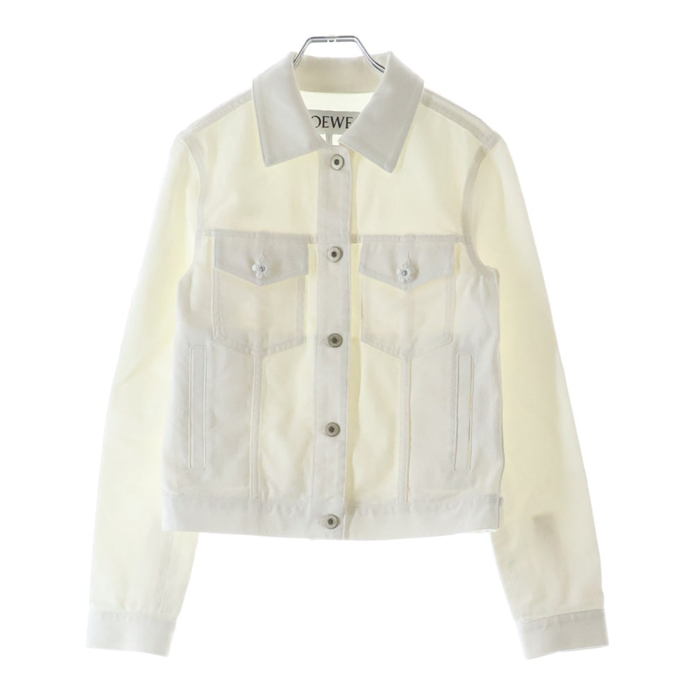 LOEWE(ロエベ) 袖フラワーボタン デニム トラッカージャケット ホワイト S616Y50X12 レディース