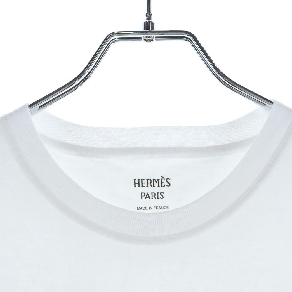 HERMES(エルメス) カノエ プリント マイクロ Tシャツ 白 コットン 3E4625DL