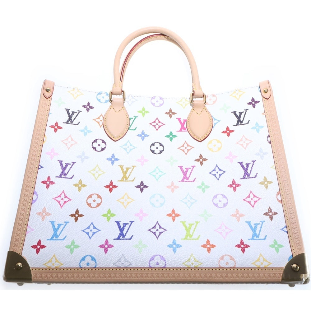 LOUIS VUITTON(ルイヴィトン) ×TM オンザゴー・トランクMM ハンドバッグ トートバッグ ホワイト×マルチカラー レザー×PVC M13079 ゴールド金具 レディース