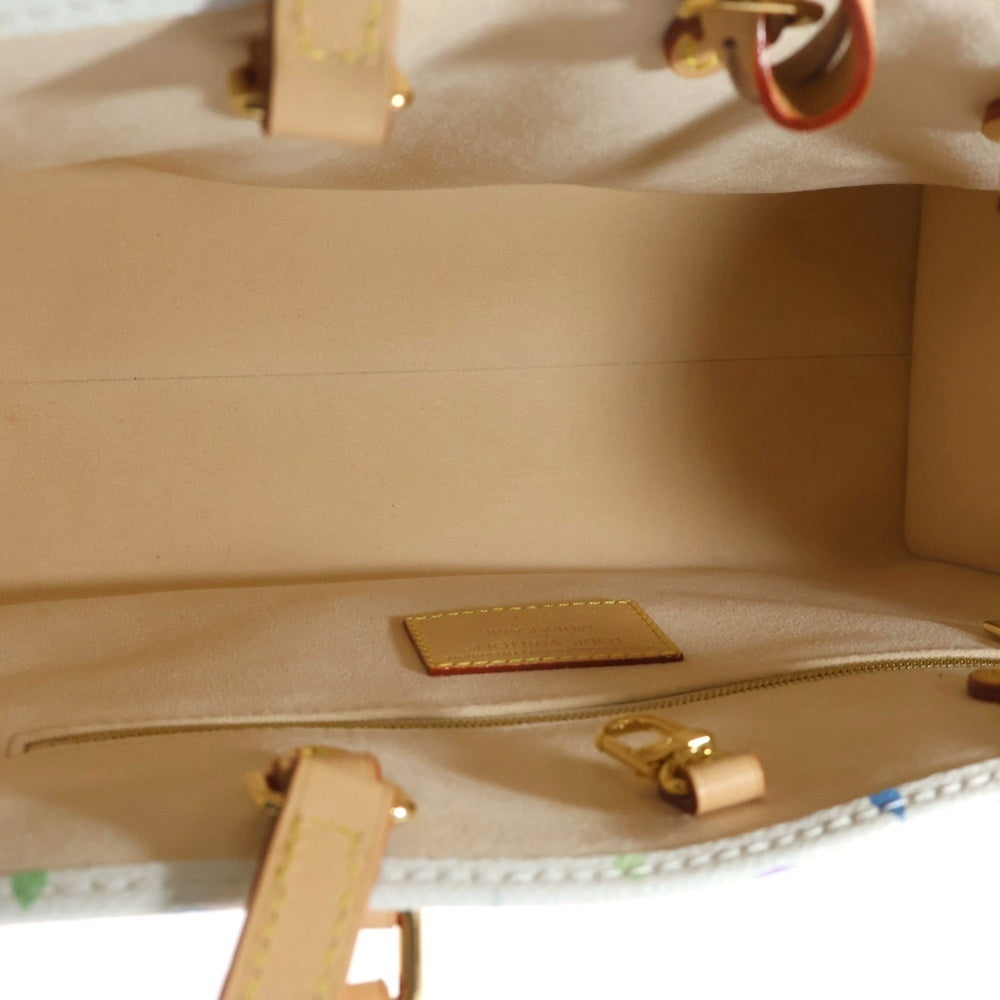 LOUIS VUITTON(ルイヴィトン) ×TM オンザゴー・トランクMM ハンドバッグ トートバッグ ホワイト×マルチカラー レザー×PVC M13079 ゴールド金具 レディース