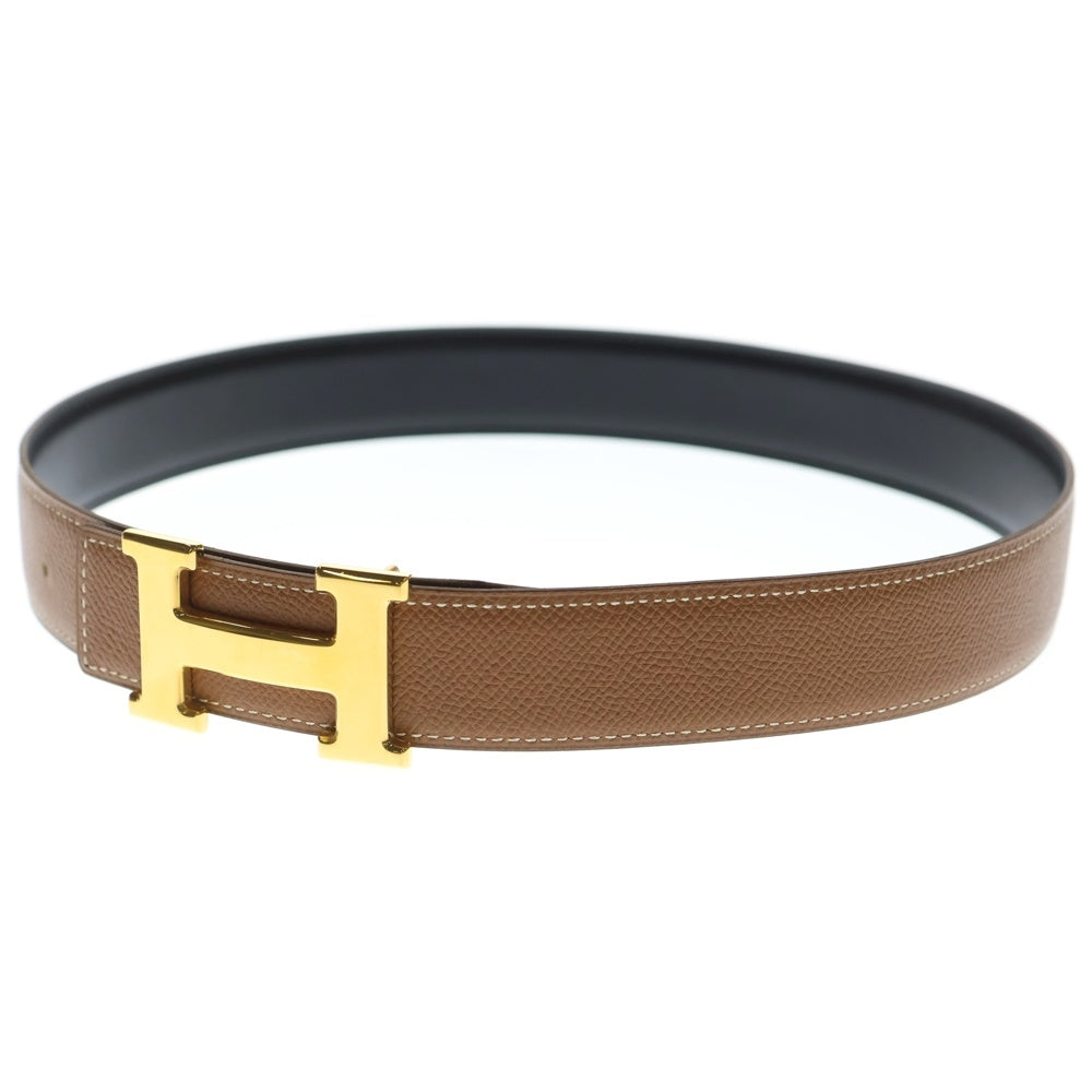 HERMES(エルメス) Hベルト ブラウン レザー レディース ゴールド金具 〇Z刻印