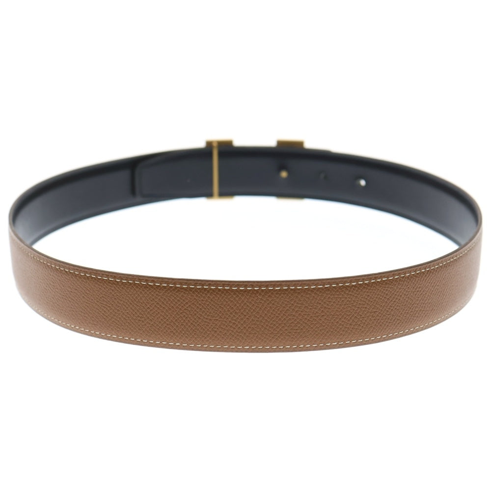 HERMES(エルメス) Hベルト ブラウン レザー レディース ゴールド金具 〇Z刻印