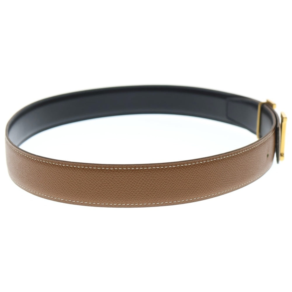 HERMES(エルメス) Hベルト ブラウン レザー レディース ゴールド金具 〇Z刻印