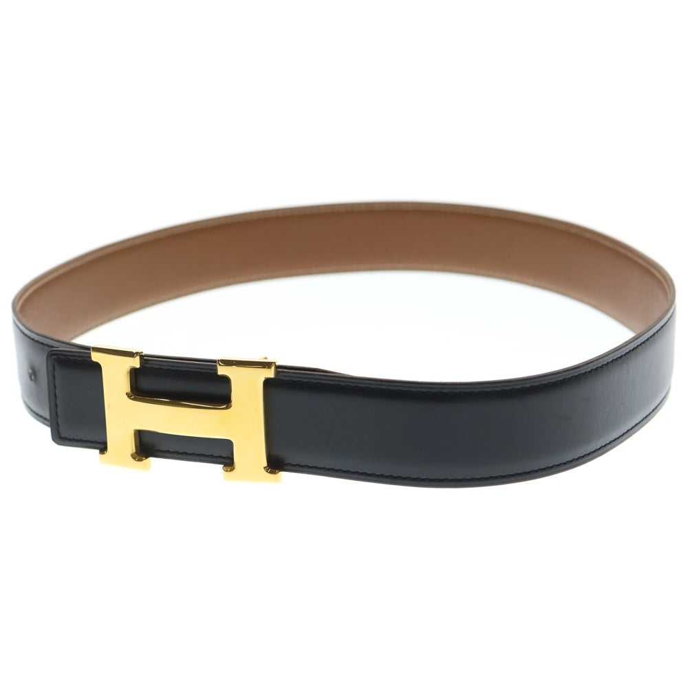 HERMES(エルメス) Hベルト ブラウン レザー レディース ゴールド金具 〇Z刻印