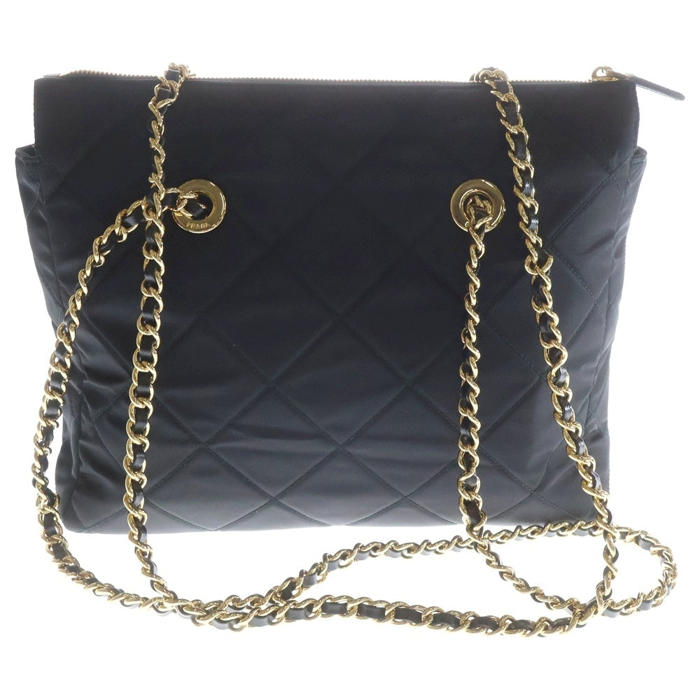 PRADA(プラダ) キルティング 2WAYバッグ ハンドバッグ ショルダーバッグ チェーンバッグ ブラック ナイロン 1BG468 ゴールド金具 レディース