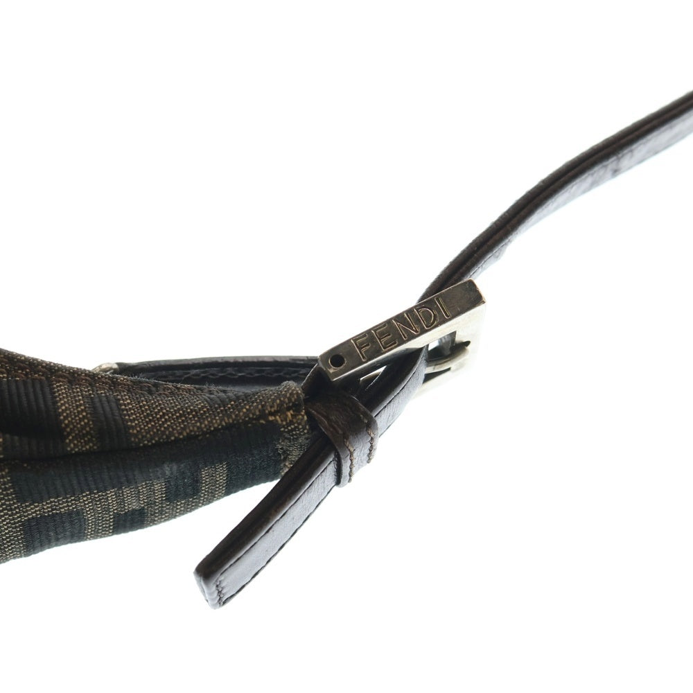 FENDI(フェンディ) ズッカ マンマ ワンショルダーバッグ ハンドバッグ ブラウン レザー×キャンバス シルバー金具 レディース