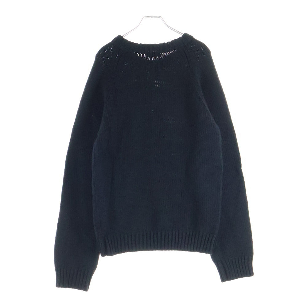 RAF SIMONS(ラフシモンズ) 21AW Rワッペンロゴ ジップデザイン クルーネック プルオーバー 長袖ニット セーター ブラック