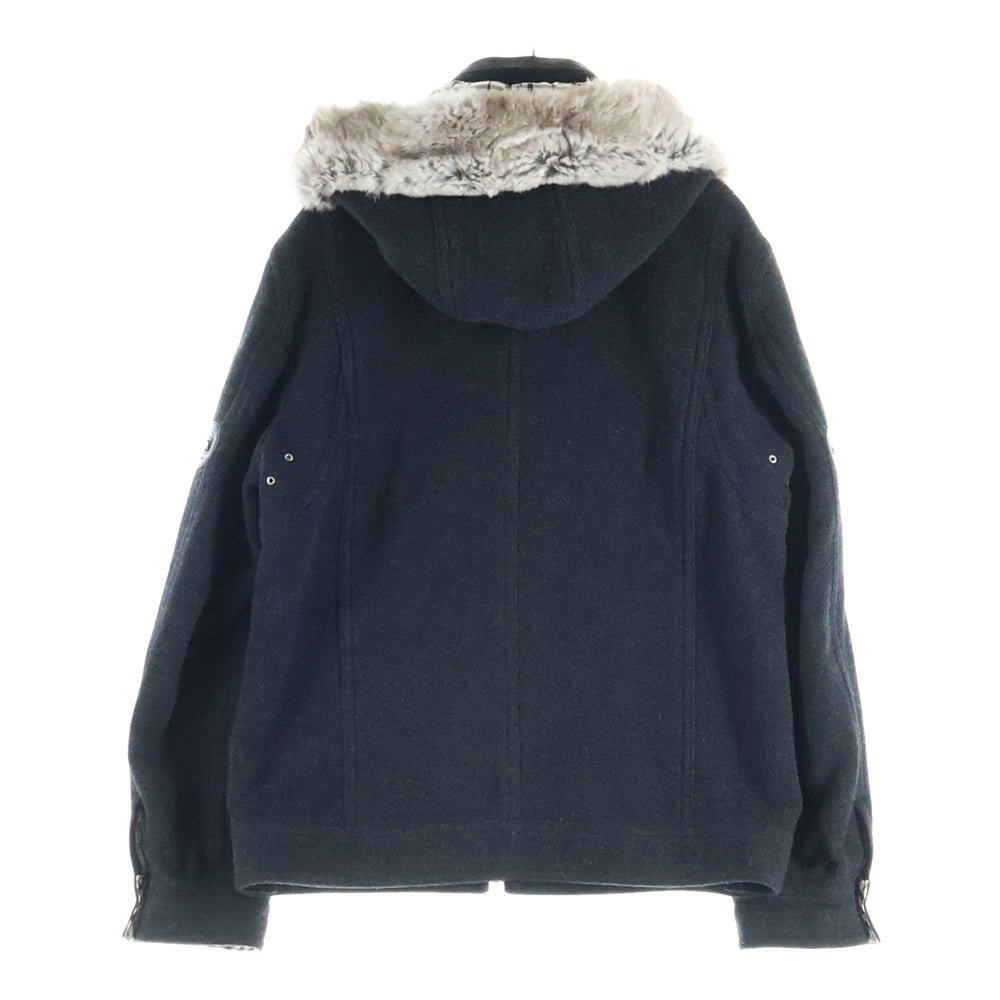 BURBERRY BLACK LABEL(バーバリー ブラックレーベル) ファー フーデッド ジップアップ ジャケット ブラック