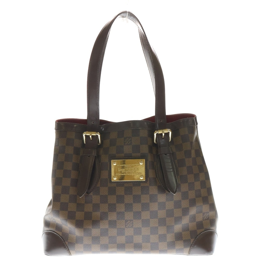 LOUIS VUITTON(ルイヴィトン) ダミエ ハムステッドMM トートバッグ ハンドバッグ ブラウン レザー×PVC M51204 ゴールド金具 レディース