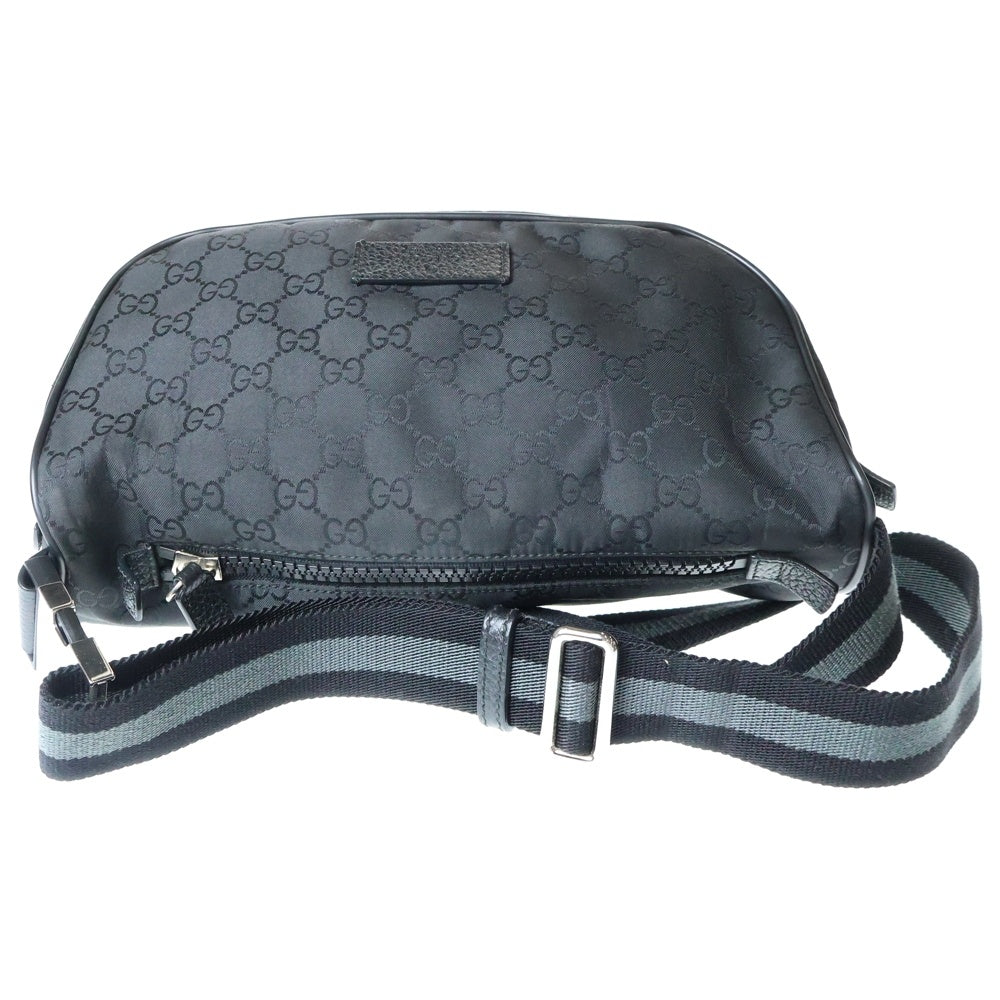 GUCCI(グッチ) GGキャンバス ウエストバッグ ボディバッグ ショルダーバッグ ブラック ナイロン 449182 シルバー金具 レディース