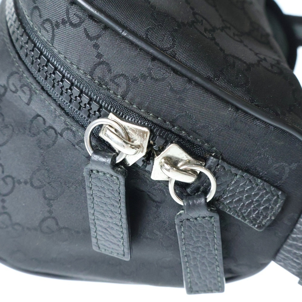 GUCCI(グッチ) GGキャンバス ウエストバッグ ボディバッグ ショルダーバッグ ブラック ナイロン 449182 シルバー金具 レディース