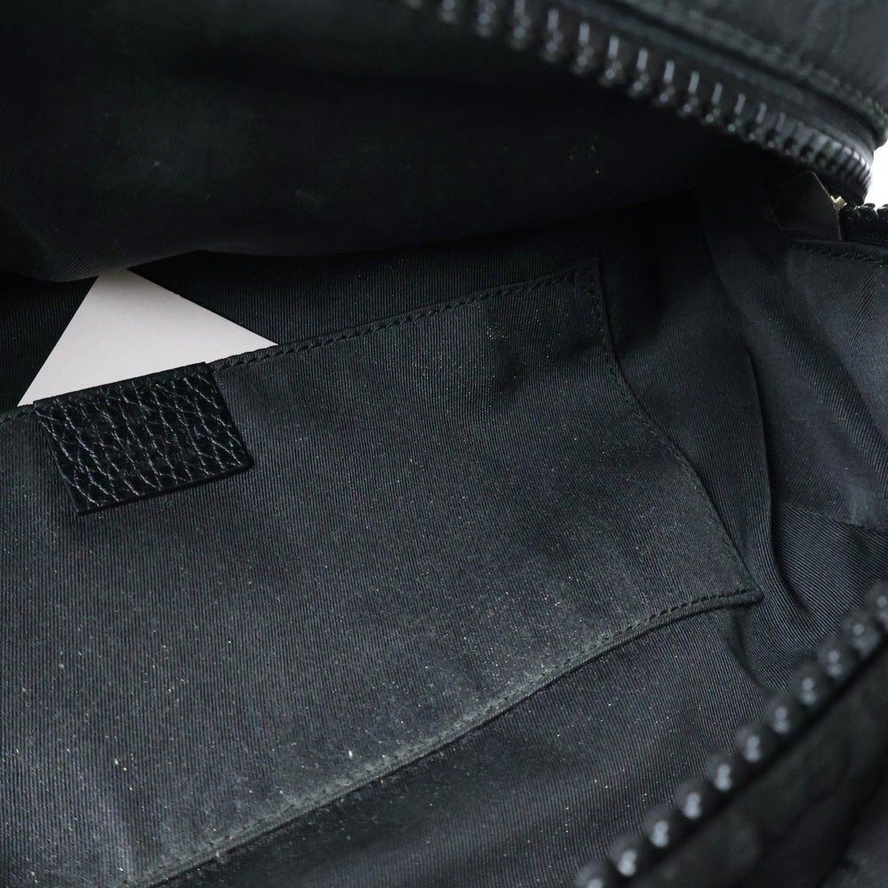 GUCCI(グッチ) GGキャンバス ウエストバッグ ボディバッグ ショルダーバッグ ブラック ナイロン 449182 シルバー金具 レディース