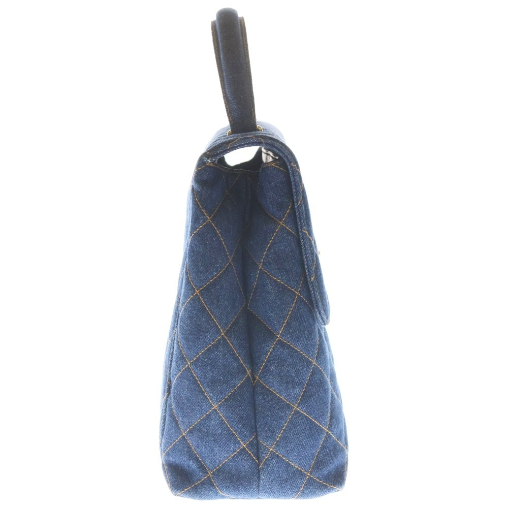 CHANEL(シャネル) マトラッセ トップハンドル ハンドバッグ デニム インディゴブルー ゴールド金具