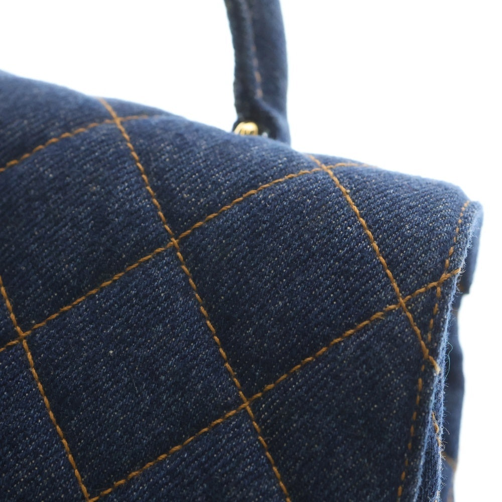 CHANEL(シャネル) マトラッセ トップハンドル ハンドバッグ デニム インディゴブルー ゴールド金具