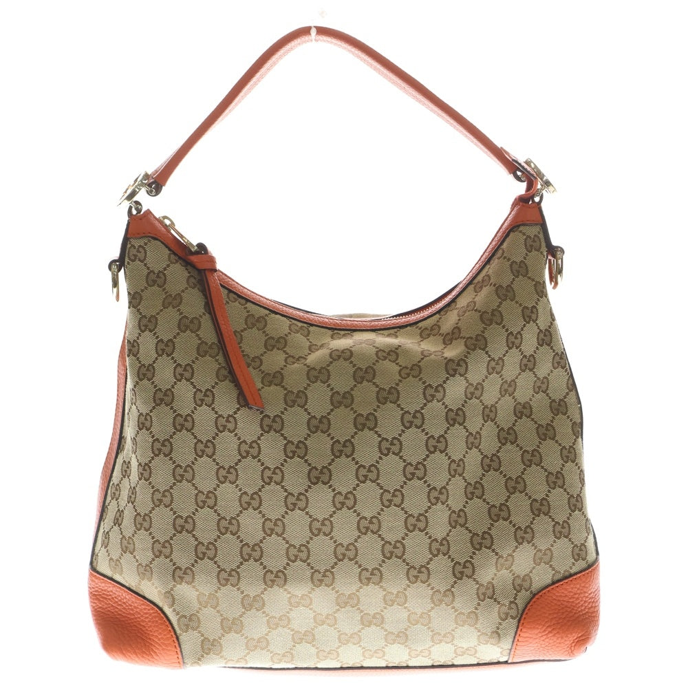 GUCCI(グッチ) GGキャンバス 2wayワンショルダーバッグ ハンドバッグ ブラウン×オレンジ レザー×キャンバス 326514 ゴールド金具 レディース