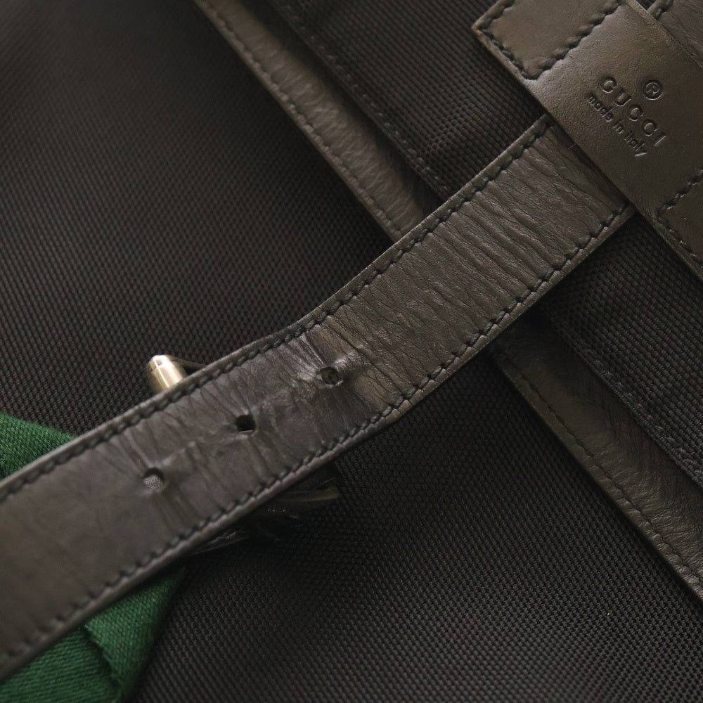 GUCCI(グッチ) シェリーライン リュックサック バックパック ブラック ナイロン×レザー 619749 シルバー金具 レディース