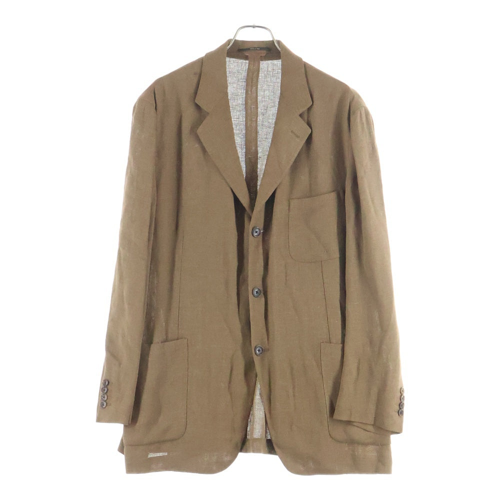 HERMES(エルメス) 段返り2Bリネンテーラードジャケット ブラウン レディース