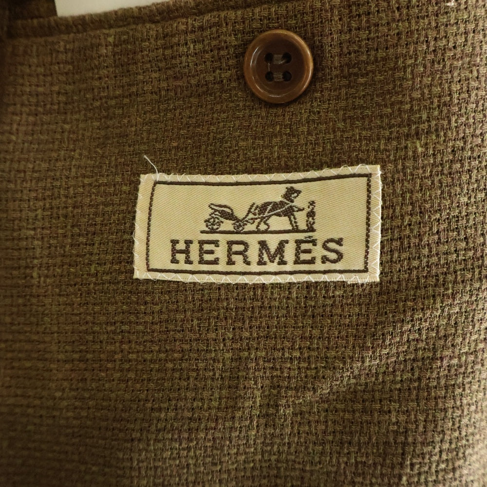HERMES(エルメス) 段返り2Bリネンテーラードジャケット ブラウン レディース