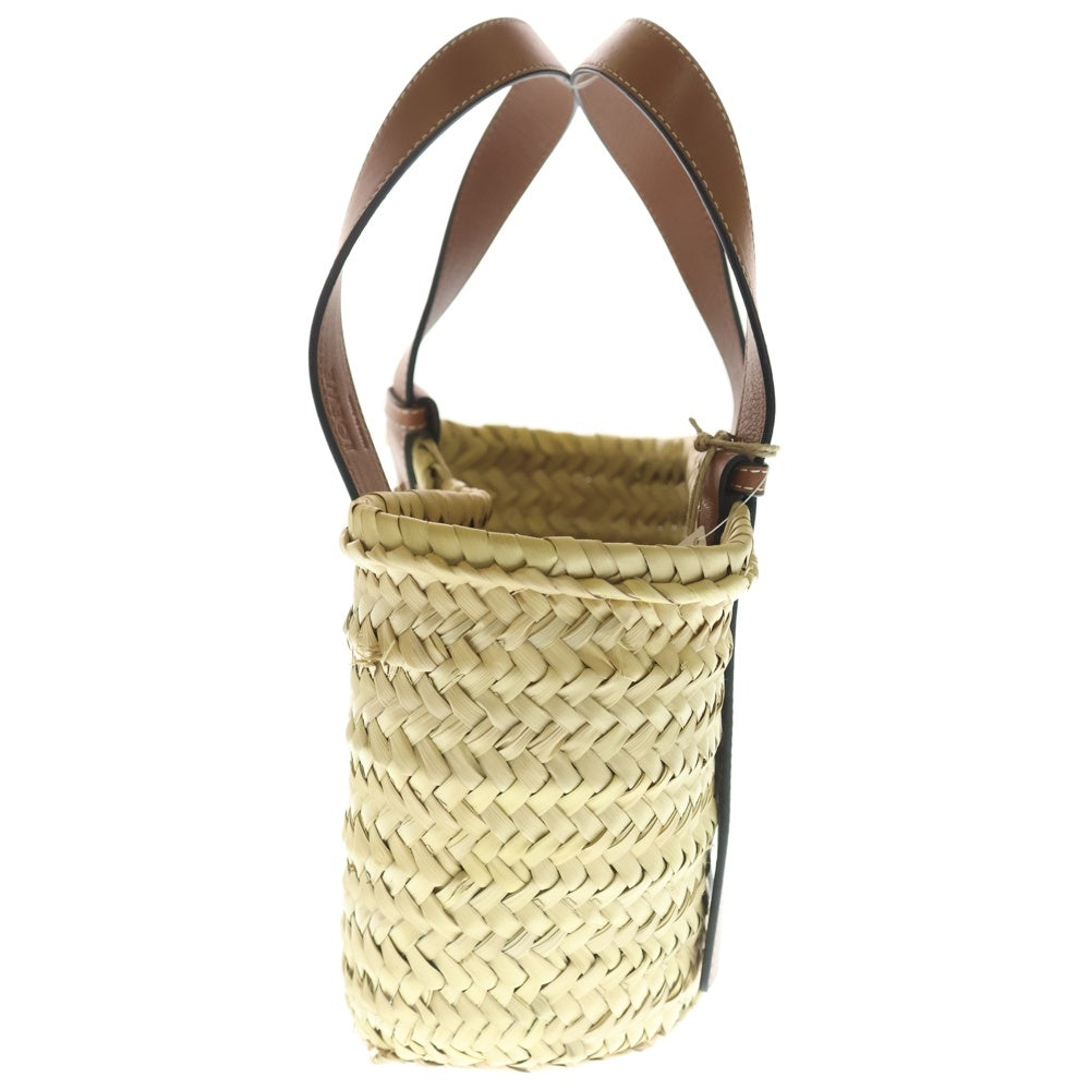LOEWE(ロエベ) パウラ バスケット スマイリー ウィンク バッグ ハンドバッグ ミニトートバッグ カゴバッグ ブラウン×ベージュ×イエロー レザー レディース