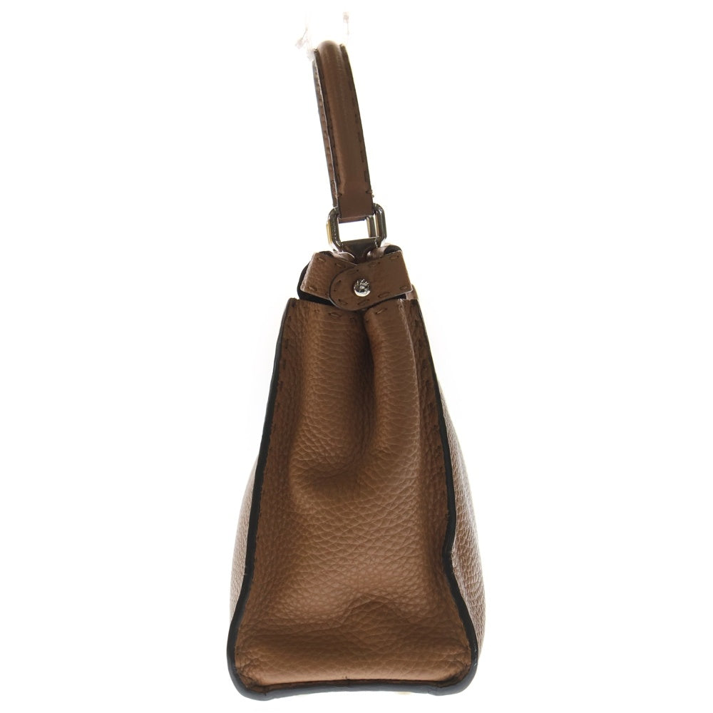 FENDI(フェンディ) ピーカブー セレリア レザー ハンドバッグ シルバー金具 ブラウン 8BN226 レディース