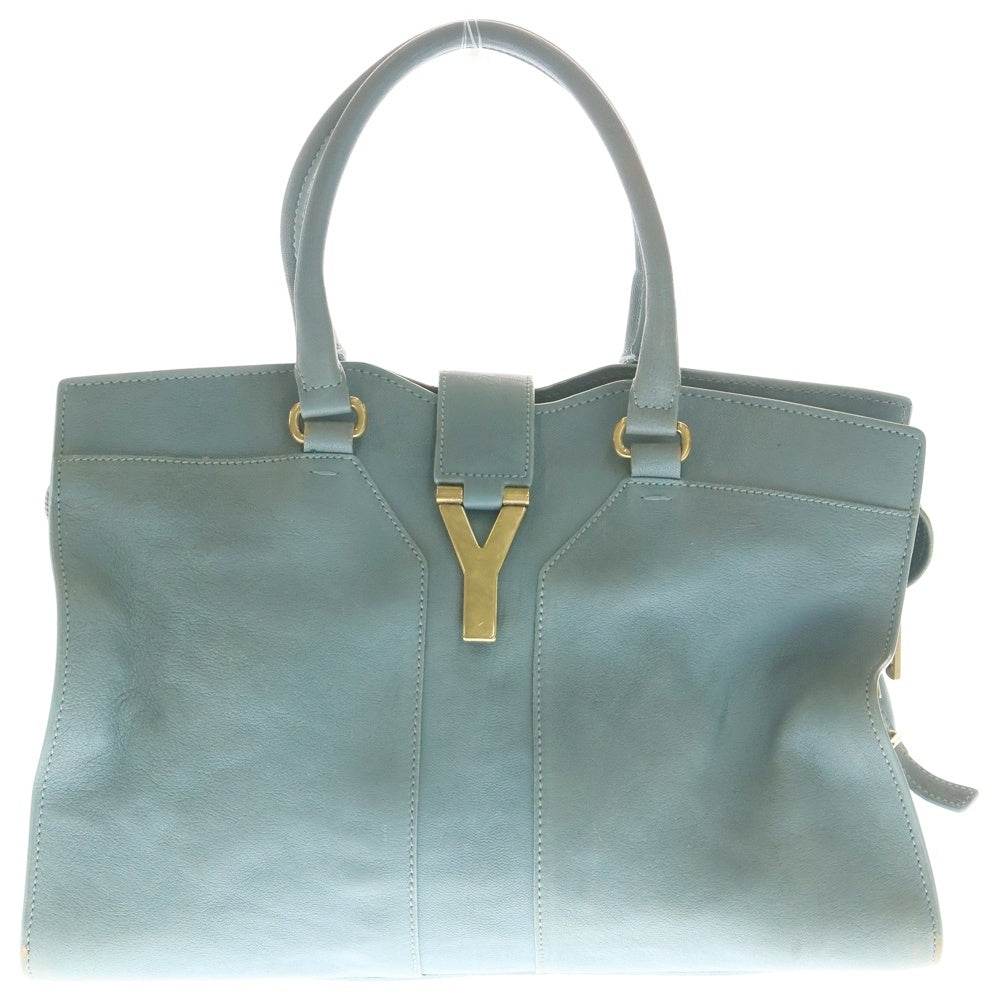 YVES SAINT LAURENT(イヴサンローラン) カバシック ハンドバッグ ボストンバッグ ライトブルー レザー 279079 ゴールド金具 レディース