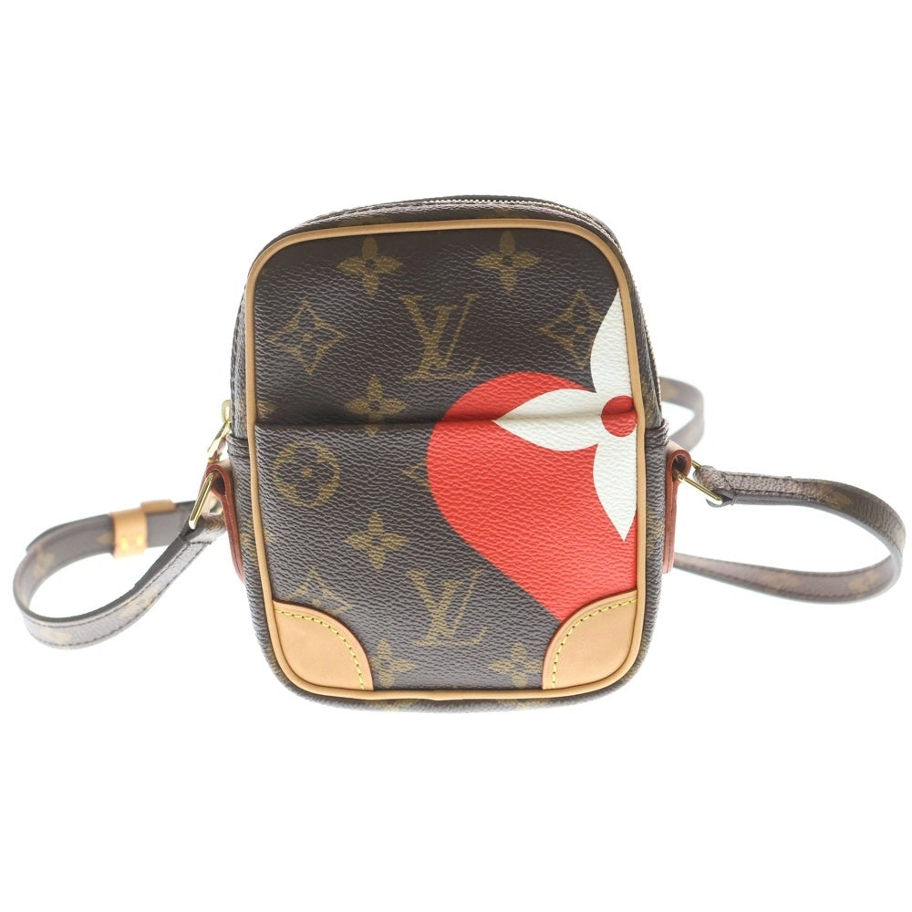 LOUIS VUITTON(ルイヴィトン) モノグラム ゲーム オン パナム ショルダーバッグ ミニバッグ ブラウン×レッド レザー×PVC M57450 ゴールド金具 レディース